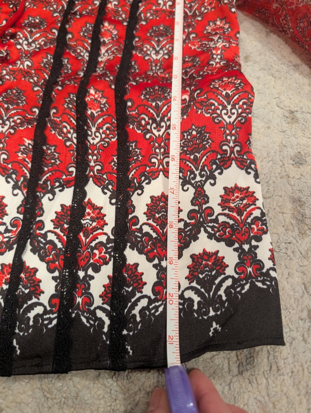 Alice + Olivia Red and Black Floral Sheer Blouse - Picture 6 of 6